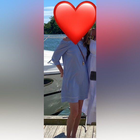 Theory Light Blue Off-Shoulder Mini Dress - Picture 8 of 8